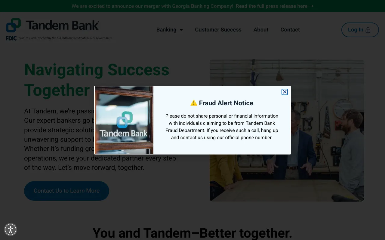 Tandem Bank — Enterprise banking website built with WordPress and Elementor